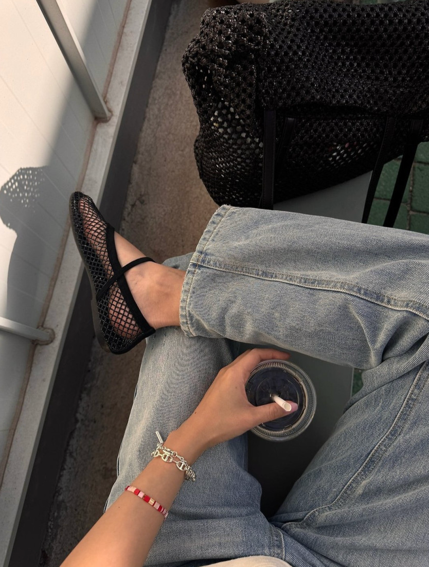 [3-4주소요]✨품절대란여름신발✨ 블랑26SS 비즈 메쉬 메리제인 플랫 🩶 Beaded Mesh Mary Jane Flats | 여름 반짝이 플랫 끝판왕 💎