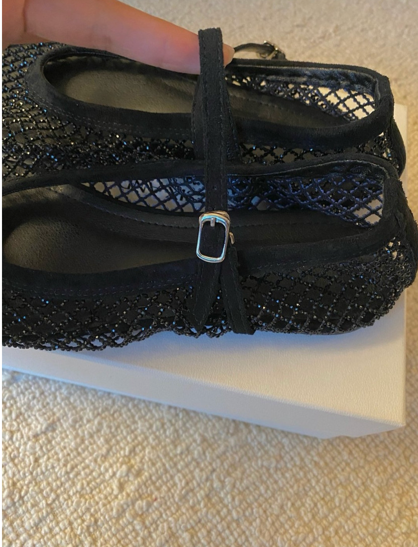 [3-4주소요]✨품절대란여름신발✨ 블랑26SS 비즈 메쉬 메리제인 플랫 🩶 Beaded Mesh Mary Jane Flats | 여름 반짝이 플랫 끝판왕 💎