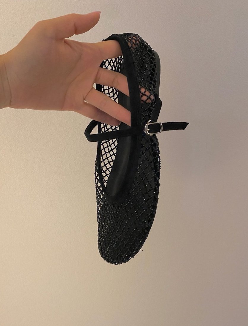 [3-4주소요]✨품절대란여름신발✨ 블랑26SS 비즈 메쉬 메리제인 플랫 🩶 Beaded Mesh Mary Jane Flats | 여름 반짝이 플랫 끝판왕 💎