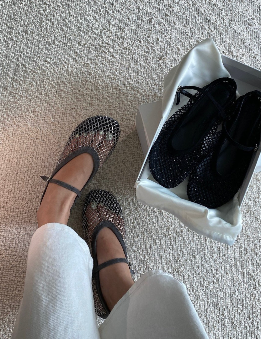 [3-4주소요]✨품절대란여름신발✨ 블랑26SS 비즈 메쉬 메리제인 플랫 🩶 Beaded Mesh Mary Jane Flats | 여름 반짝이 플랫 끝판왕 💎