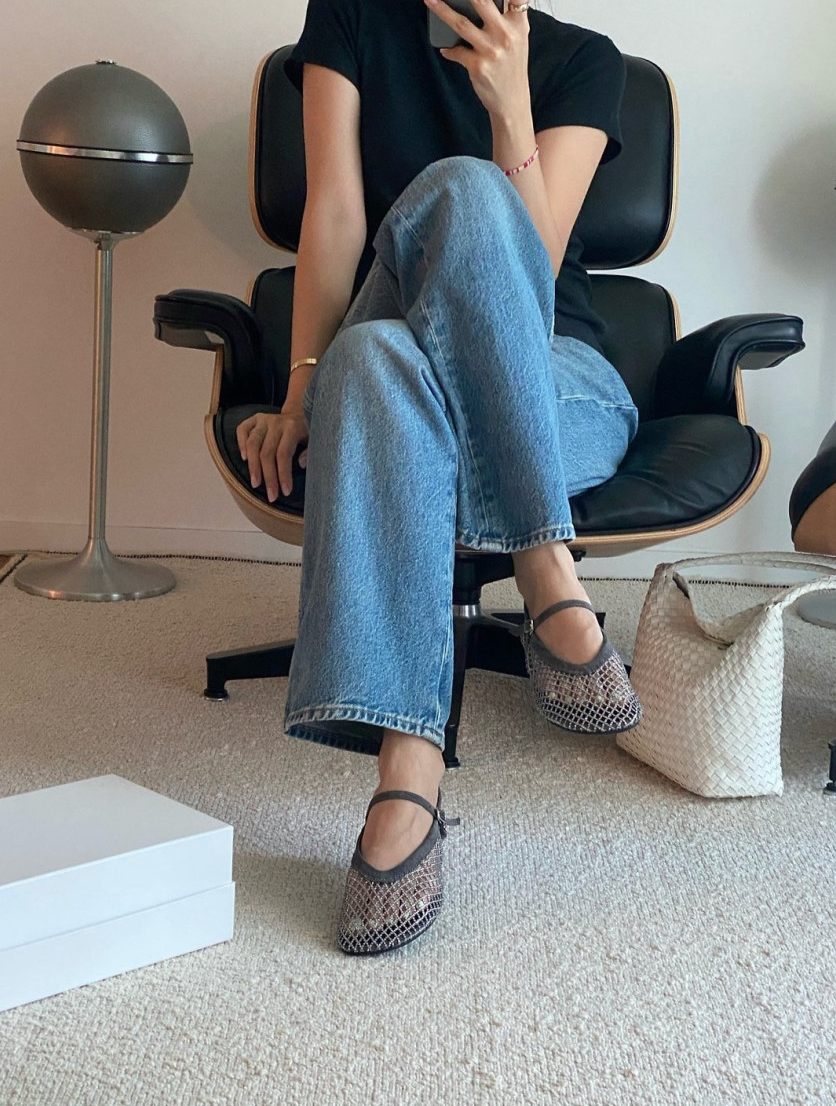 [3-4주소요]✨품절대란여름신발✨ 블랑26SS 비즈 메쉬 메리제인 플랫 🩶 Beaded Mesh Mary Jane Flats | 여름 반짝이 플랫 끝판왕 💎