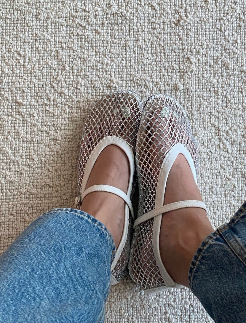 [3-4주소요]✨품절대란여름신발✨ 블랑26SS 비즈 메쉬 메리제인 플랫 🩶 Beaded Mesh Mary Jane Flats | 여름 반짝이 플랫 끝판왕 💎