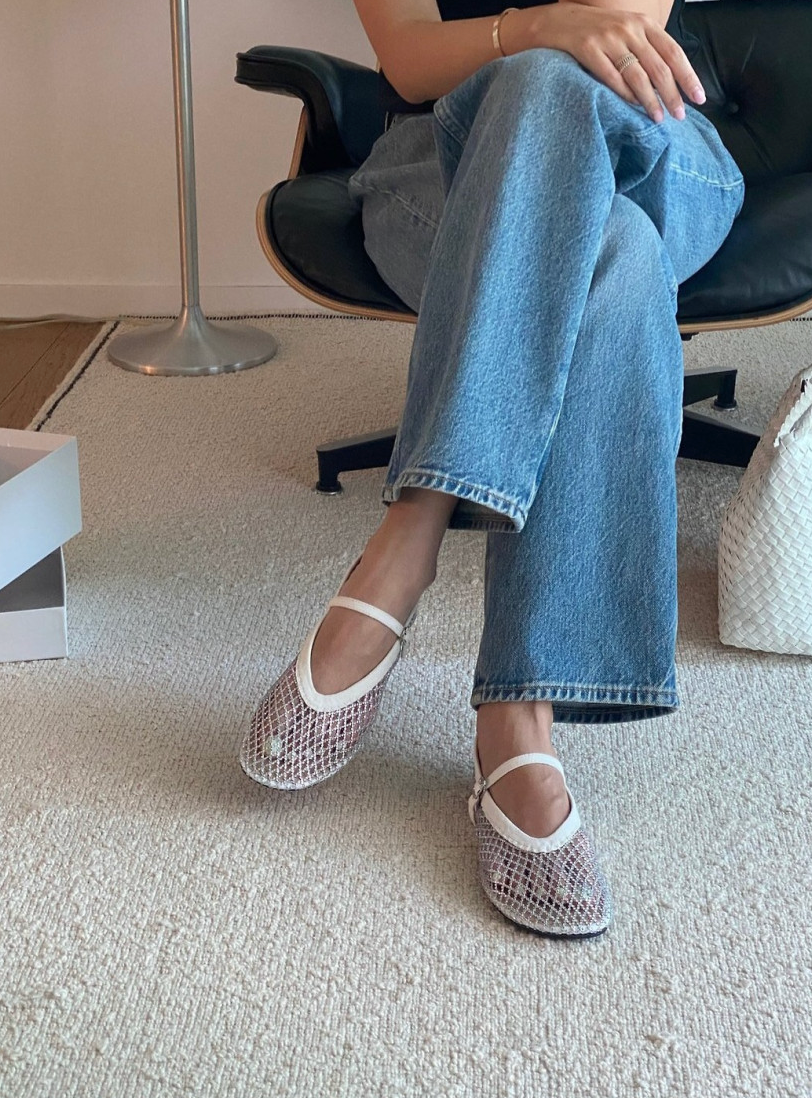 [3-4주소요]✨품절대란여름신발✨ 블랑26SS 비즈 메쉬 메리제인 플랫 🩶 Beaded Mesh Mary Jane Flats | 여름 반짝이 플랫 끝판왕 💎
