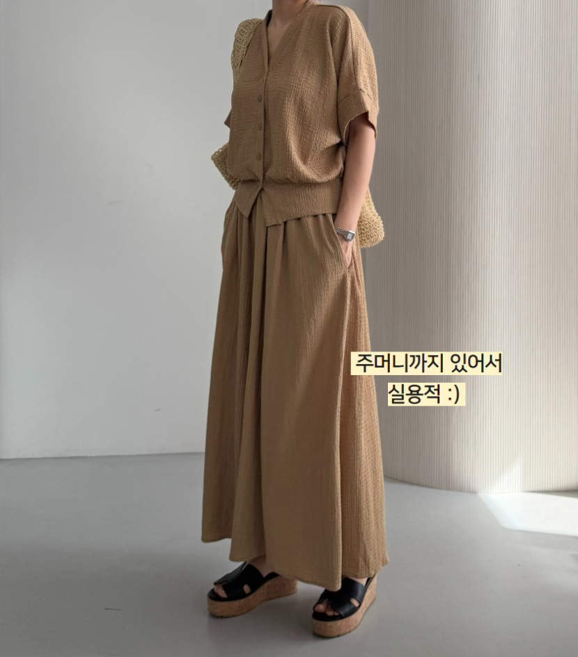 ✨[3주예상 품절대란]치마인 줄 알았죠? 여름 쿨링 치마바지 가디건 투피스 세트 Summer Cooling Skirt-Pants Cardigan Set 🤍