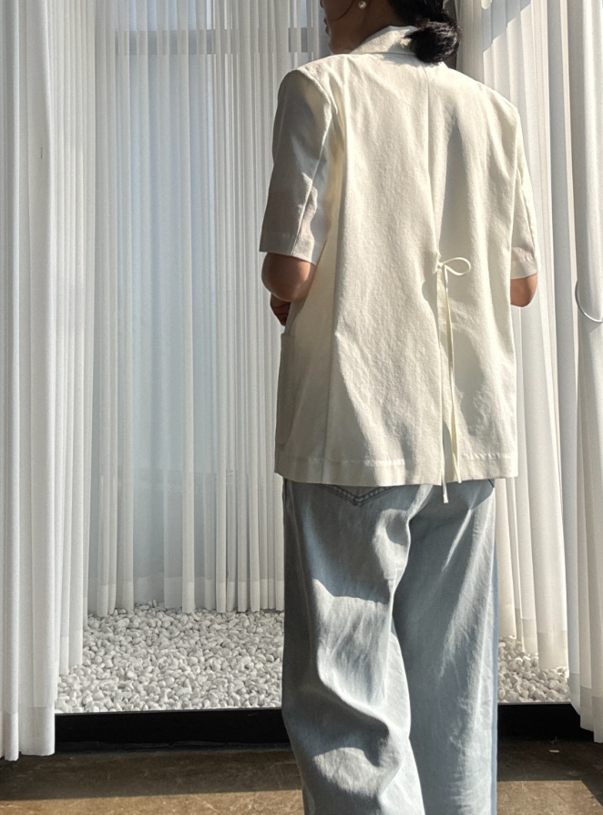 🌼[여름자켓]❄️오션 레이스 백리본 린넨 혼방 썸머 자켓 Ocean Lace Back Ribbon Linen Blend Summer Jacket