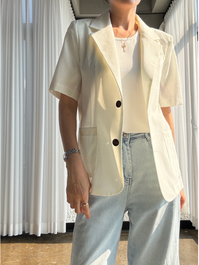 🌼[여름자켓]❄️오션 레이스 백리본 린넨 혼방 썸머 자켓 Ocean Lace Back Ribbon Linen Blend Summer Jacket