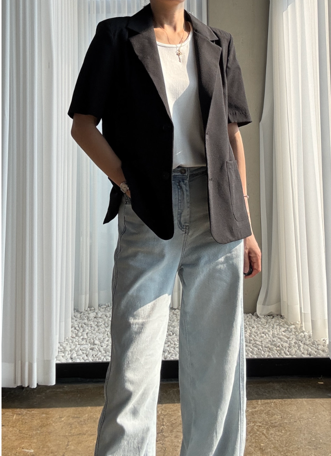 🌼[여름자켓]❄️오션 레이스 백리본 린넨 혼방 썸머 자켓 Ocean Lace Back Ribbon Linen Blend Summer Jacket