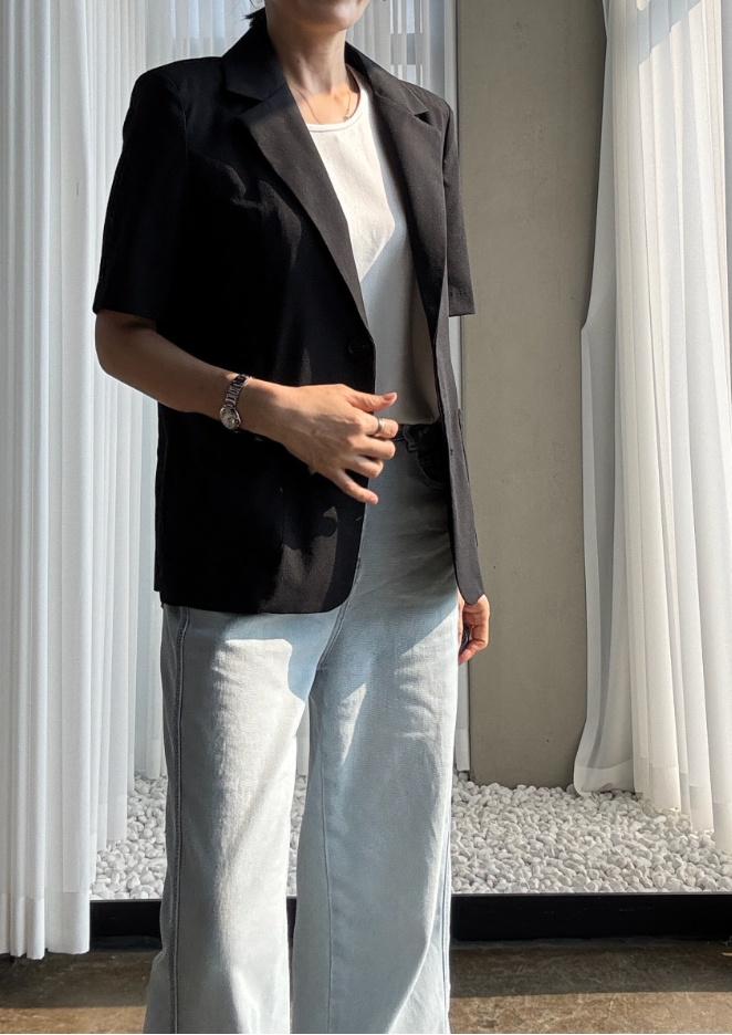 🌼[여름자켓]❄️오션 레이스 백리본 린넨 혼방 썸머 자켓 Ocean Lace Back Ribbon Linen Blend Summer Jacket