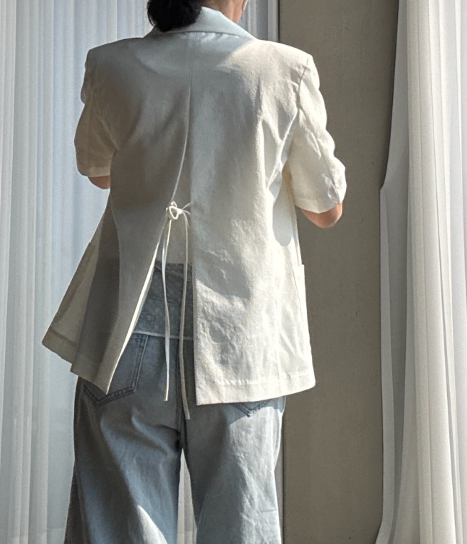 🌼[여름자켓]❄️오션 레이스 백리본 린넨 혼방 썸머 자켓 Ocean Lace Back Ribbon Linen Blend Summer Jacket
