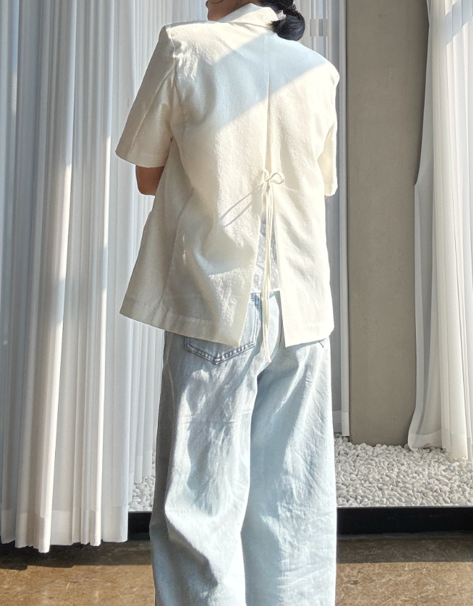 🌼[여름자켓]❄️오션 레이스 백리본 린넨 혼방 썸머 자켓 Ocean Lace Back Ribbon Linen Blend Summer Jacket