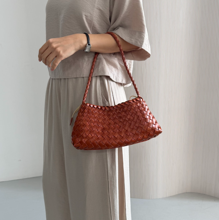 ✨🌿[비건레더]🌿✨드래곤 와플 로잔나 위빙 토트백 5COLOR👜 프리미엄 비건레더 합성피혁 숄더백｜스틸블루·카멜·아이보리·브라운·블랙｜가볍고 고급스러운 데일리백 Premium Vegan Leather Dragon Waffle Rosanna Woven Tote Bag