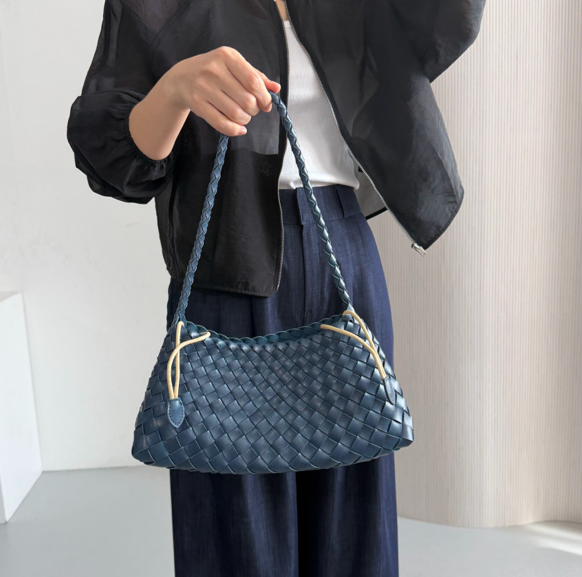 ✨🌿[비건레더]🌿✨드래곤 와플 로잔나 위빙 토트백 5COLOR👜 프리미엄 비건레더 합성피혁 숄더백｜스틸블루·카멜·아이보리·브라운·블랙｜가볍고 고급스러운 데일리백 Premium Vegan Leather Dragon Waffle Rosanna Woven Tote Bag