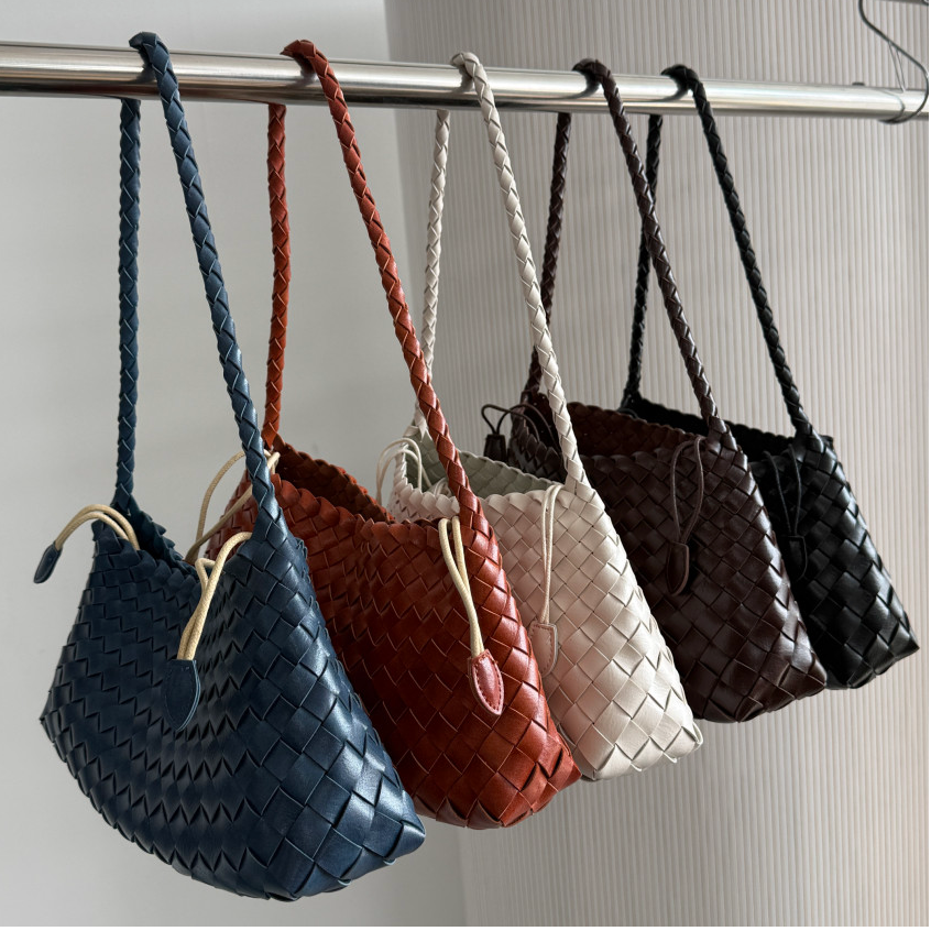 ✨🌿[비건레더]🌿✨드래곤 와플 로잔나 위빙 토트백 5COLOR👜 프리미엄 비건레더 합성피혁 숄더백｜스틸블루·카멜·아이보리·브라운·블랙｜가볍고 고급스러운 데일리백 Premium Vegan Leather Dragon Waffle Rosanna Woven Tote Bag