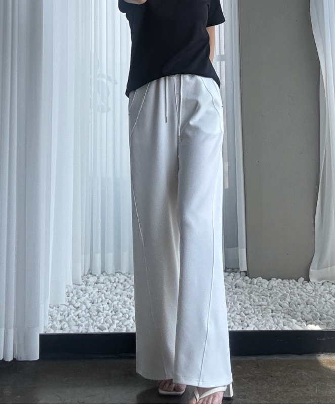 페르헤 여름 어반 와이드 팬츠 ✨ 푸딩처럼 부드러운 프리미엄 원단 · 다리길어보이는 사선절개 · 허리전체밴딩 · 무릎걱정없는 탄탄핏 · 55~88추천 / PERHE Summer Urban Wide Pants ✨ Soft Premium Fabric · Full Elastic Waist · Slimming Wide Fit
