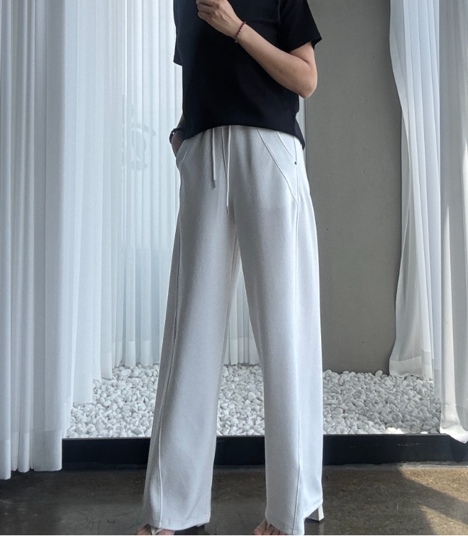 페르헤 여름 어반 와이드 팬츠 ✨ 푸딩처럼 부드러운 프리미엄 원단 · 다리길어보이는 사선절개 · 허리전체밴딩 · 무릎걱정없는 탄탄핏 · 55~88추천 / PERHE Summer Urban Wide Pants ✨ Soft Premium Fabric · Full Elastic Waist · Slimming Wide Fit