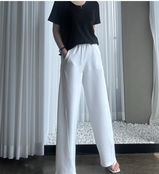 페르헤 여름 어반 와이드 팬츠 ✨ 푸딩처럼 부드러운 프리미엄 원단 · 다리길어보이는 사선절개 · 허리전체밴딩 · 무릎걱정없는 탄탄핏 · 55~88추천 / PERHE Summer Urban Wide Pants ✨ Soft Premium Fabric · Full Elastic Waist · Slimming Wide Fit