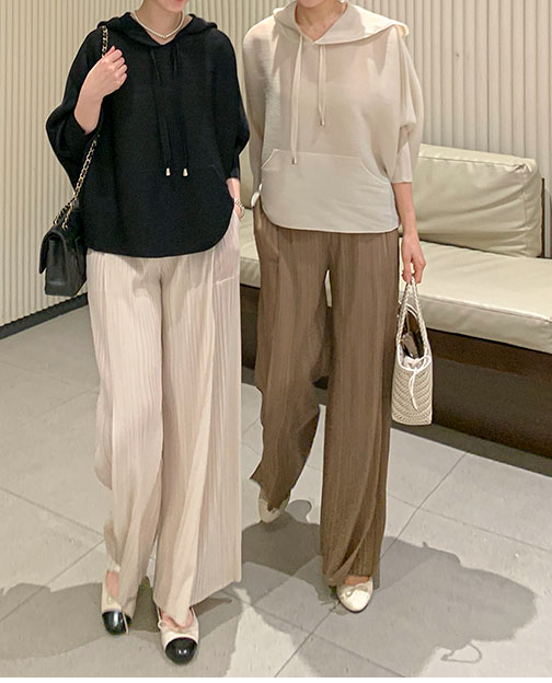 [77까지]품절대란 플리츠 후드 블라우스 💕 가볍고 시원한 플리츠 · 군살커버 루즈핏 · 44~77/88 프리사이즈 · 올여름 필수템 / Pleats Hood Blouse ✨ Lightweight & Stretchy Relaxed Fit