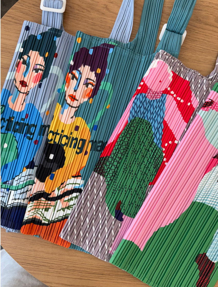 🎨아트 프린팅 플리츠 숄더백 접이식 경량 데일리백 여행용 에코백 감성 일러스트 플리츠백 SONO Art Pleated Shoulder Bag✨