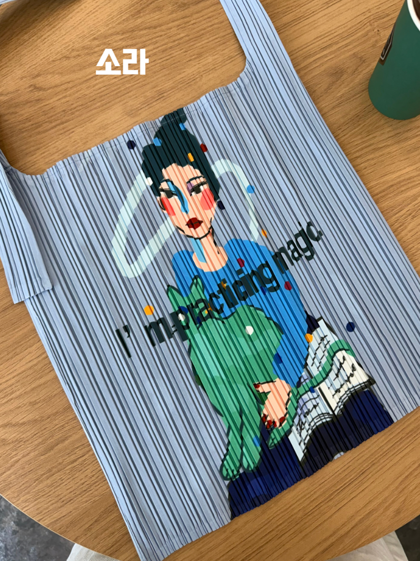 🎨아트 프린팅 플리츠 숄더백 접이식 경량 데일리백 여행용 에코백 감성 일러스트 플리츠백 SONO Art Pleated Shoulder Bag✨
