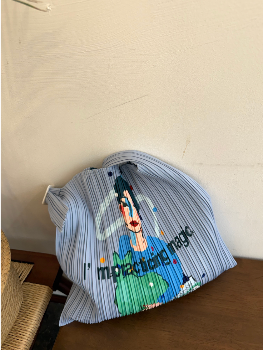 🎨아트 프린팅 플리츠 숄더백 접이식 경량 데일리백 여행용 에코백 감성 일러스트 플리츠백 SONO Art Pleated Shoulder Bag✨