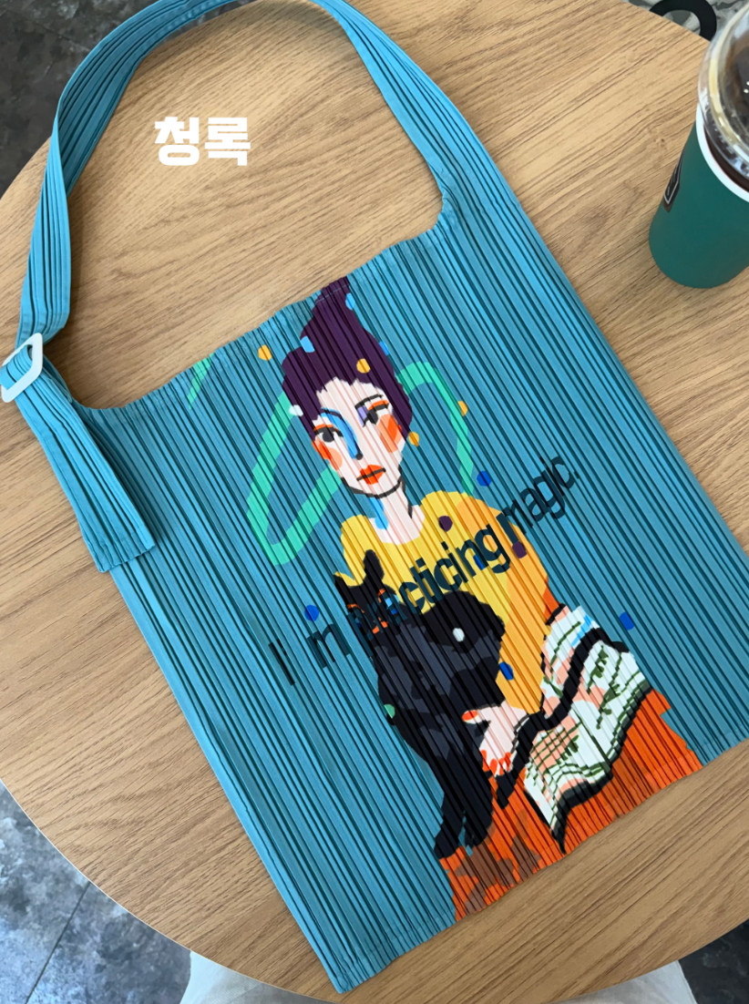 🎨아트 프린팅 플리츠 숄더백 접이식 경량 데일리백 여행용 에코백 감성 일러스트 플리츠백 SONO Art Pleated Shoulder Bag✨