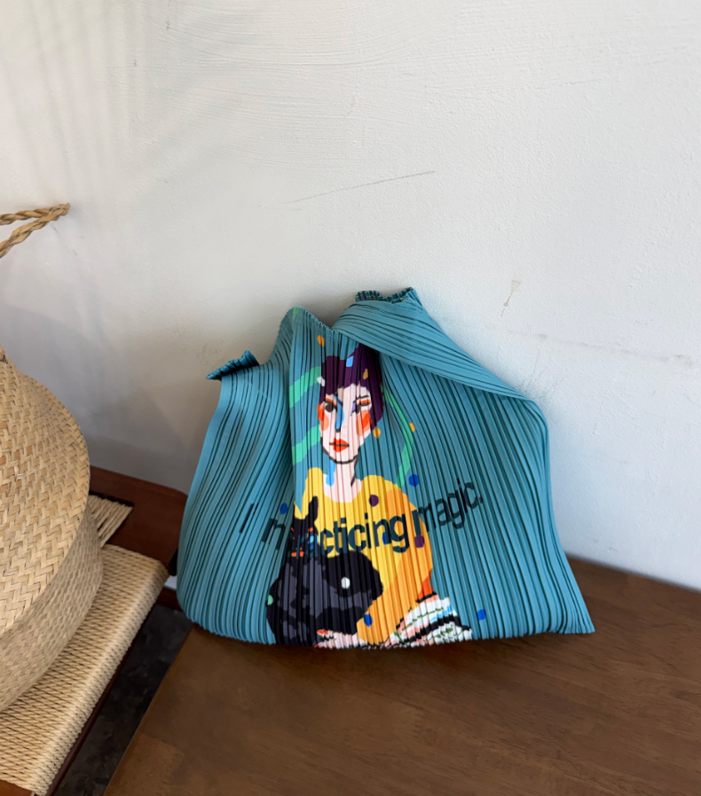 🎨아트 프린팅 플리츠 숄더백 접이식 경량 데일리백 여행용 에코백 감성 일러스트 플리츠백 SONO Art Pleated Shoulder Bag✨