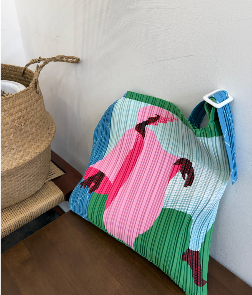 🎨아트 프린팅 플리츠 숄더백 접이식 경량 데일리백 여행용 에코백 감성 일러스트 플리츠백 SONO Art Pleated Shoulder Bag✨