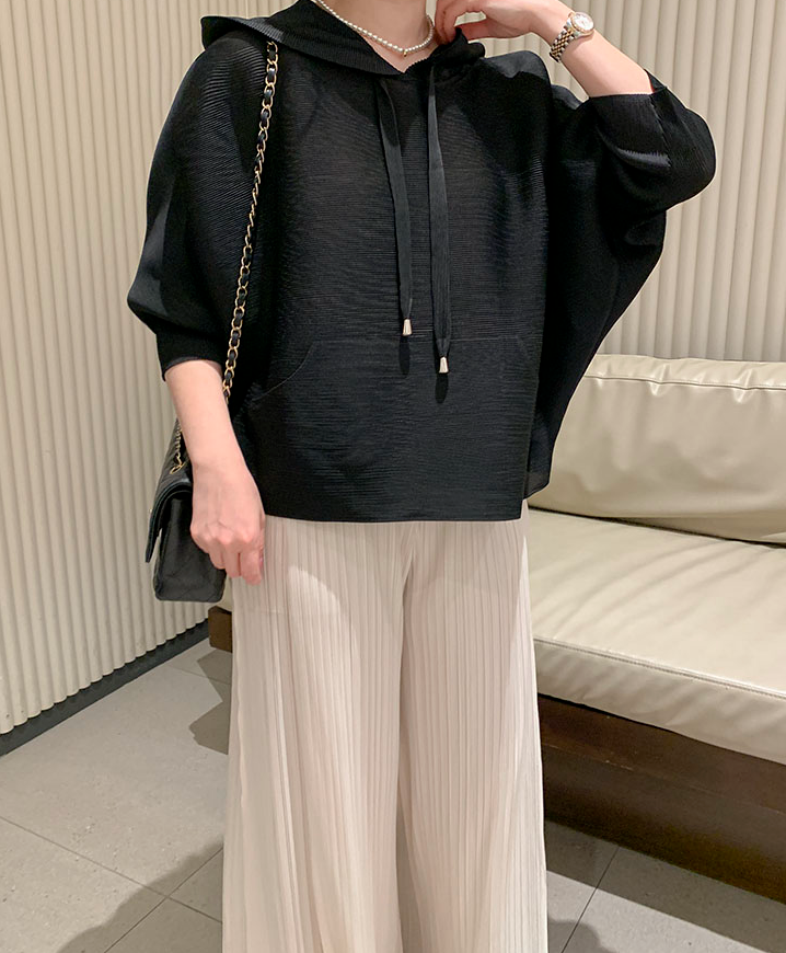 ✨대란템 앞절개 플리츠 와이드 팬츠 체형커버 밴딩팬츠 여름 냉감 플리츠 슬랙스 세련된 롱다리핏 데일리룩 출근룩 여행룩 Pleated Front-Slit Wide Leg Pants Cooling Stretch Waistband Casual Dress Pants✨