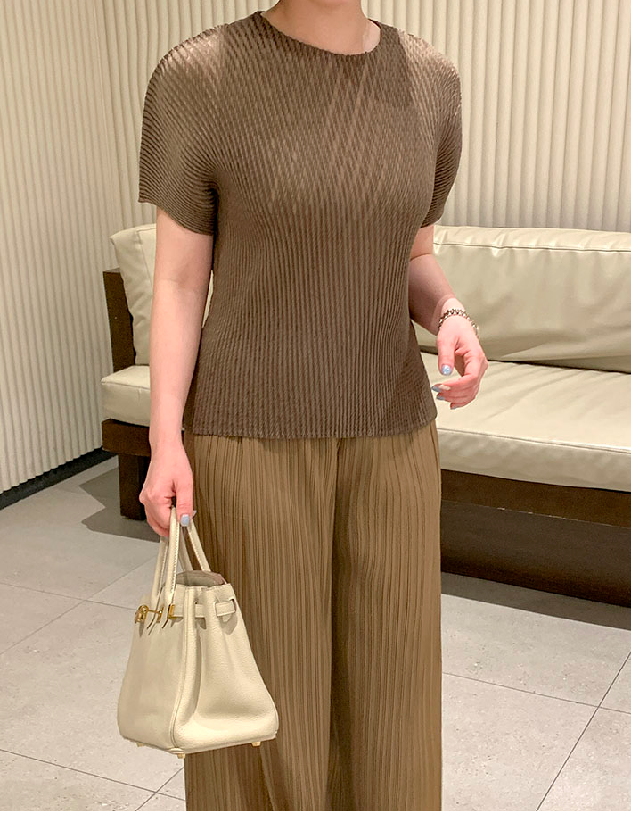 ✨대란템 앞절개 플리츠 와이드 팬츠 체형커버 밴딩팬츠 여름 냉감 플리츠 슬랙스 세련된 롱다리핏 데일리룩 출근룩 여행룩 Pleated Front-Slit Wide Leg Pants Cooling Stretch Waistband Casual Dress Pants✨