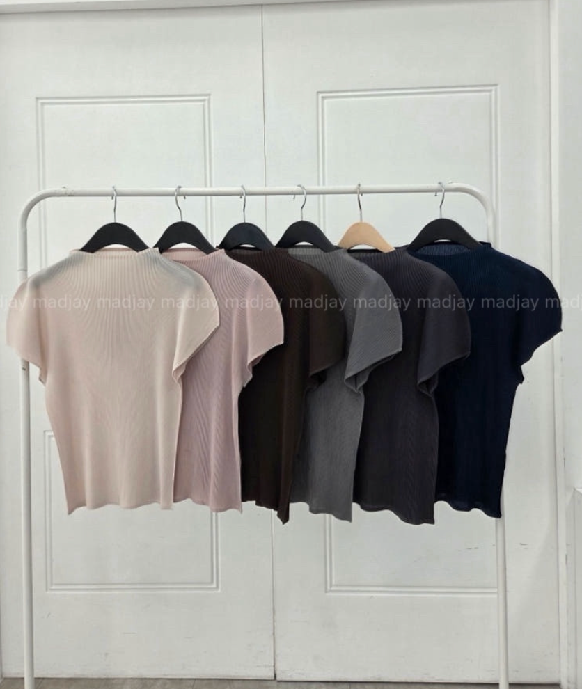 [66까지]✨플리츠 홀가 티 블라우스 Pleated Dolman Sleeve Top | Free Size · Stretch Pleats · Elegant Everyday Essential · Easy Match with Any Bottom✨