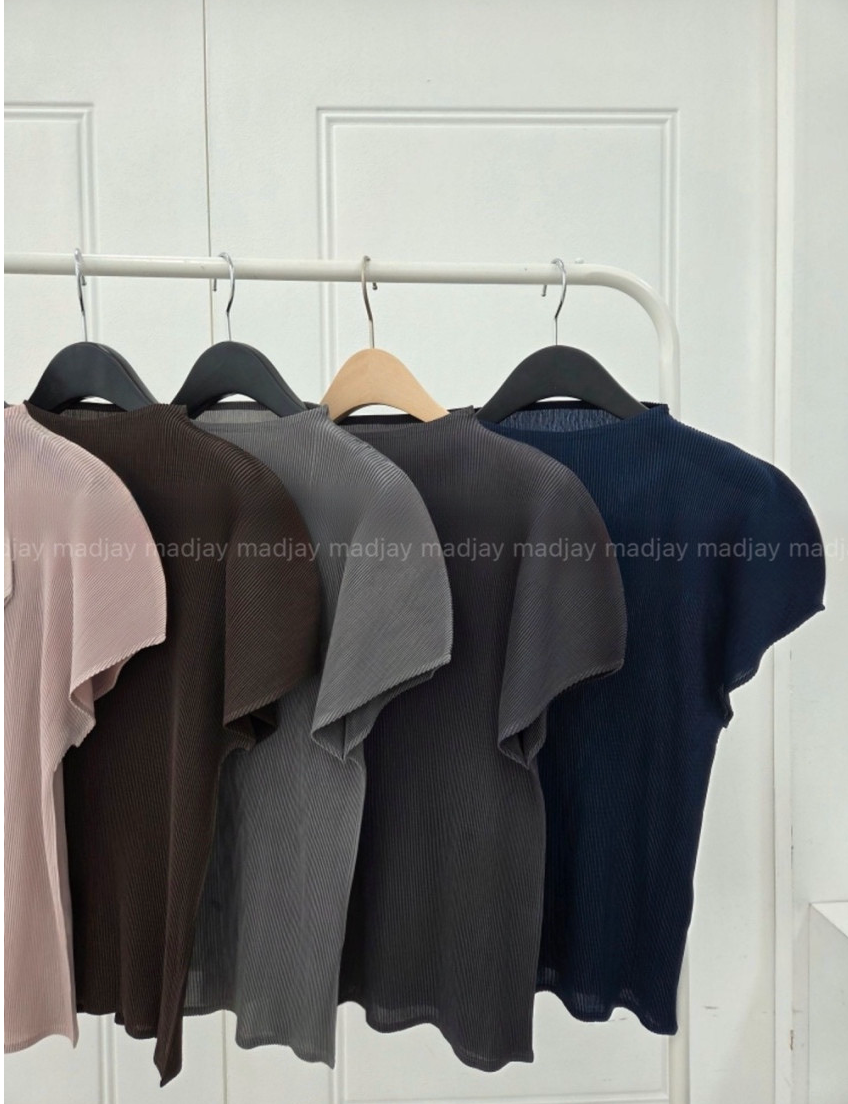 [66까지]✨플리츠 홀가 티 블라우스 Pleated Dolman Sleeve Top | Free Size · Stretch Pleats · Elegant Everyday Essential · Easy Match with Any Bottom✨