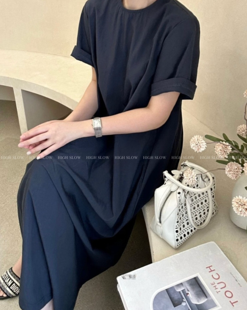 [77-88까지]🌿노리타 리사 백리본 원피스 Norita Lisa Back Ribbon Maxi Dress | Cooling Rayon Nylon Fabric · Loose A-Line Fit · Elegant Minimal Summer Dress · Premium Korean Style✨