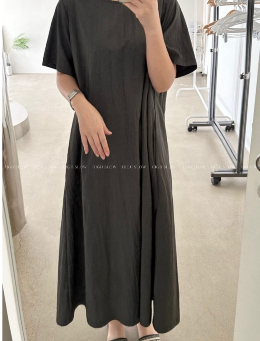 [77-88까지]🌿노리타 리사 백리본 원피스 Norita Lisa Back Ribbon Maxi Dress | Cooling Rayon Nylon Fabric · Loose A-Line Fit · Elegant Minimal Summer Dress · Premium Korean Style✨