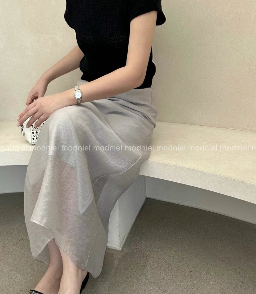 [허리 29까지]✨노리타 시스루 레이어드 밴딩 롱 스커트 🤍 Norita Sheer Layered Elastic Waist Maxi Skirt | 여리핏 썸머 롱스커트 · 안감 내장 · 체형커버 데일리룩✨