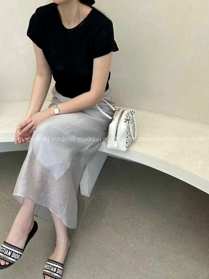[허리 29까지]✨노리타 시스루 레이어드 밴딩 롱 스커트 🤍 Norita Sheer Layered Elastic Waist Maxi Skirt | 여리핏 썸머 롱스커트 · 안감 내장 · 체형커버 데일리룩✨