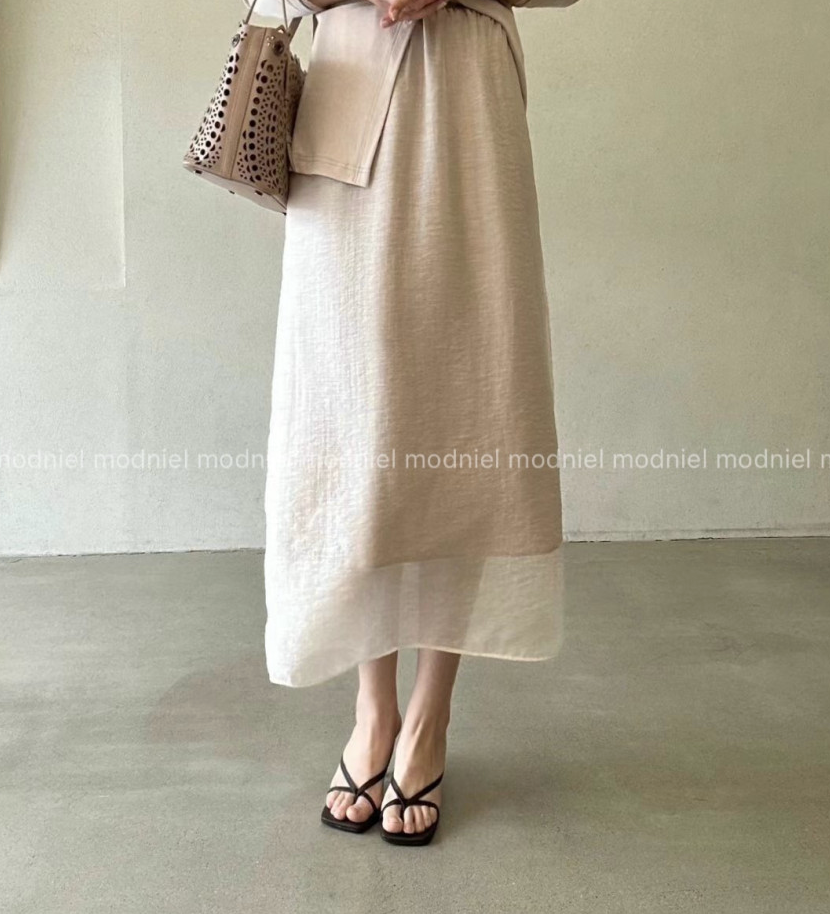 [허리 29까지]✨노리타 시스루 레이어드 밴딩 롱 스커트 🤍 Norita Sheer Layered Elastic Waist Maxi Skirt | 여리핏 썸머 롱스커트 · 안감 내장 · 체형커버 데일리룩✨