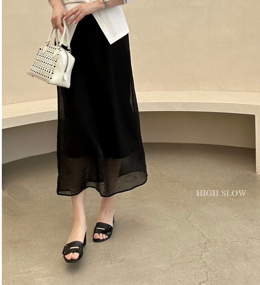 [허리 29까지]✨노리타 시스루 레이어드 밴딩 롱 스커트 🤍 Norita Sheer Layered Elastic Waist Maxi Skirt | 여리핏 썸머 롱스커트 · 안감 내장 · 체형커버 데일리룩✨