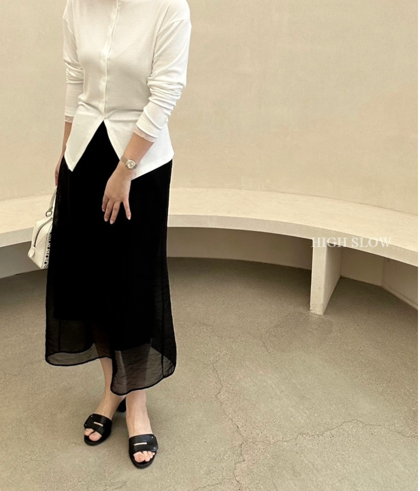 [허리 29까지]✨노리타 시스루 레이어드 밴딩 롱 스커트 🤍 Norita Sheer Layered Elastic Waist Maxi Skirt | 여리핏 썸머 롱스커트 · 안감 내장 · 체형커버 데일리룩✨