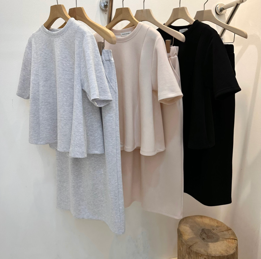 [77까지]✨노리타 데일리 쿨 셋업 🤍 Norita Daily Cool Touch Two-Piece Skirt Set | 프리미엄 톡톡 원단 · 체형커버 플레어핏 · 데일리 세트룩✨