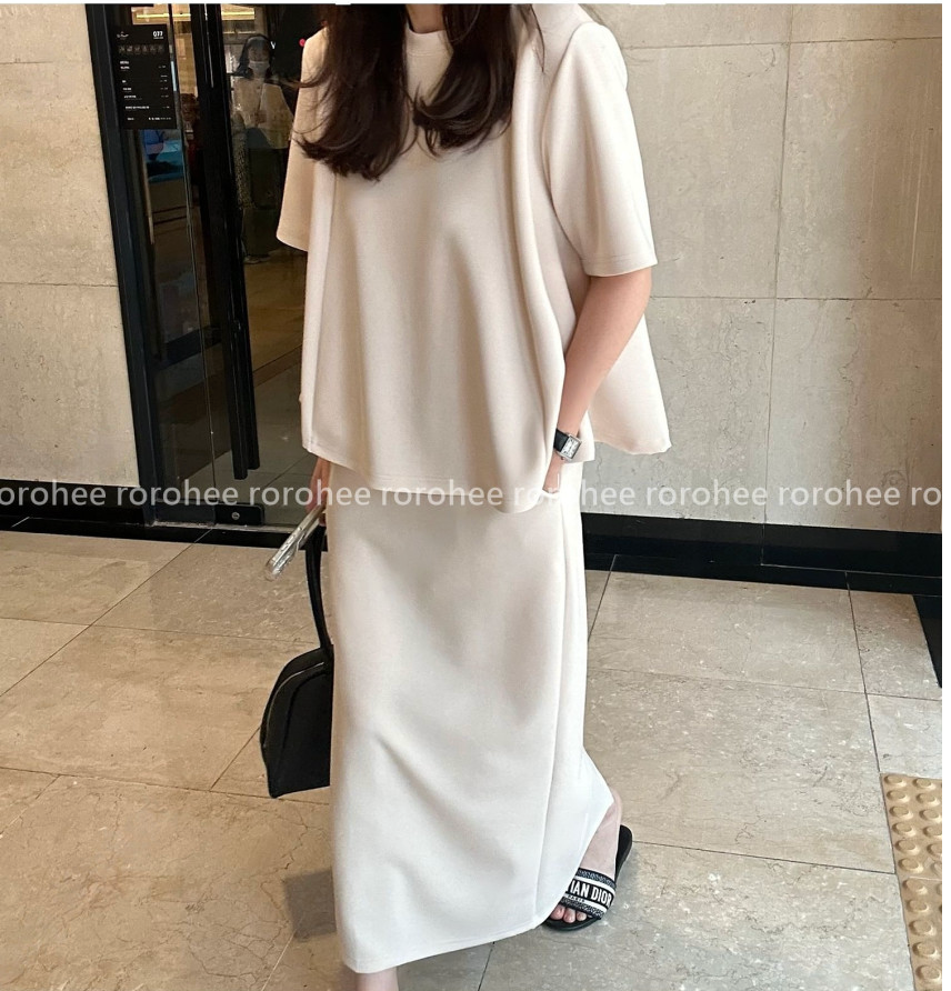 [77까지]✨노리타 데일리 쿨 셋업 🤍 Norita Daily Cool Touch Two-Piece Skirt Set | 프리미엄 톡톡 원단 · 체형커버 플레어핏 · 데일리 세트룩✨