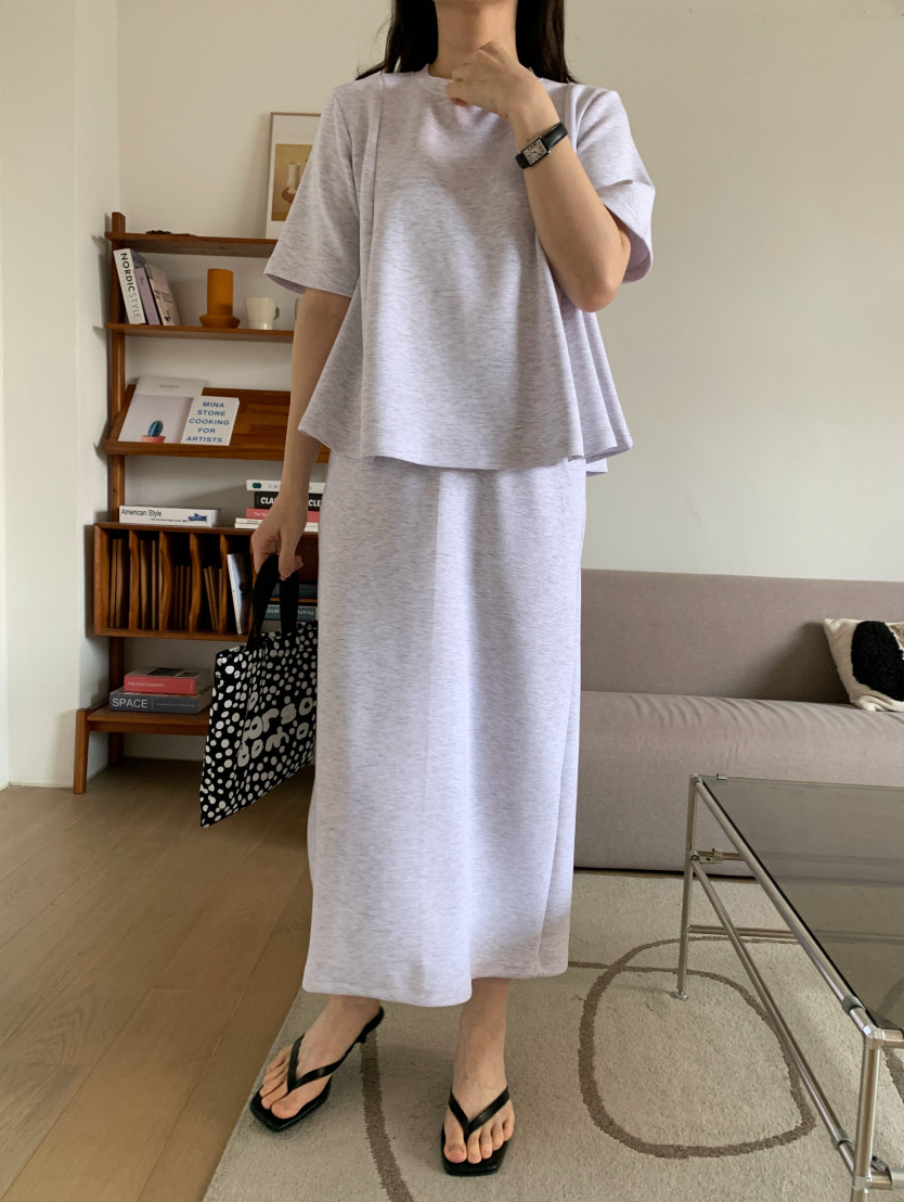 [77까지]✨노리타 데일리 쿨 셋업 🤍 Norita Daily Cool Touch Two-Piece Skirt Set | 프리미엄 톡톡 원단 · 체형커버 플레어핏 · 데일리 세트룩✨