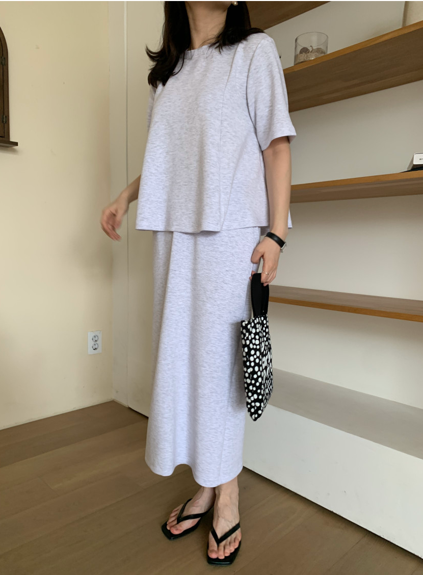 [77까지]✨노리타 데일리 쿨 셋업 🤍 Norita Daily Cool Touch Two-Piece Skirt Set | 프리미엄 톡톡 원단 · 체형커버 플레어핏 · 데일리 세트룩✨