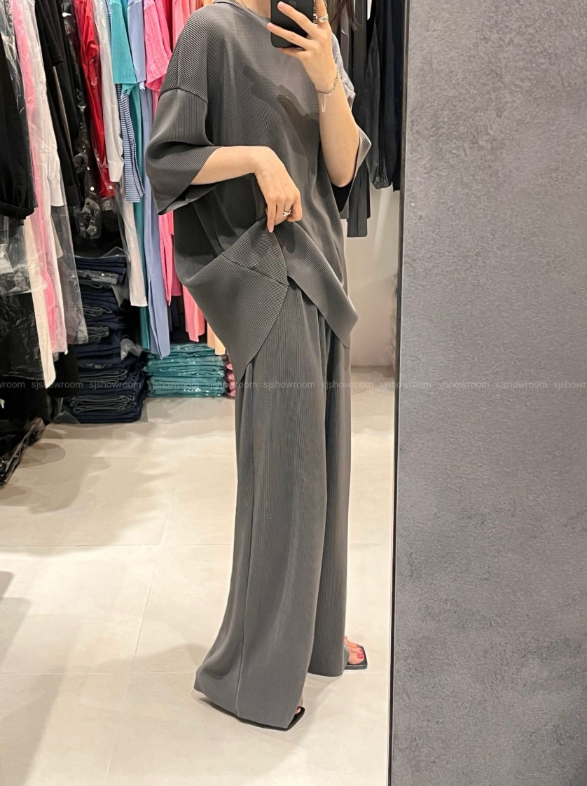 [88까지]✨오픈 벤타 럭스 플리츠 팬츠 세트 🤍 Open Venta Luxe Pleated Wide Pants Two-Piece Set | 프리미엄 고밀도 플리츠 · 우아한 촤르르핏 · 체형커버 롱탑 · 한여름 쿨링 셋업 · 고급 리조트룩✨