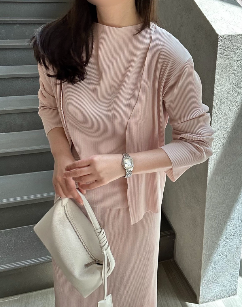 [3주예상] [66반까지]✨노리타 프리미엄 플리츠 3종 셋업 💫 Norita Premium Pleated 3PCS Set | 플리츠 블라우스 + 롱 스커트 + 가디건 세트 · 우아한 촤르르핏 · 고급 데일리룩 · 하객룩 · 여행룩✨