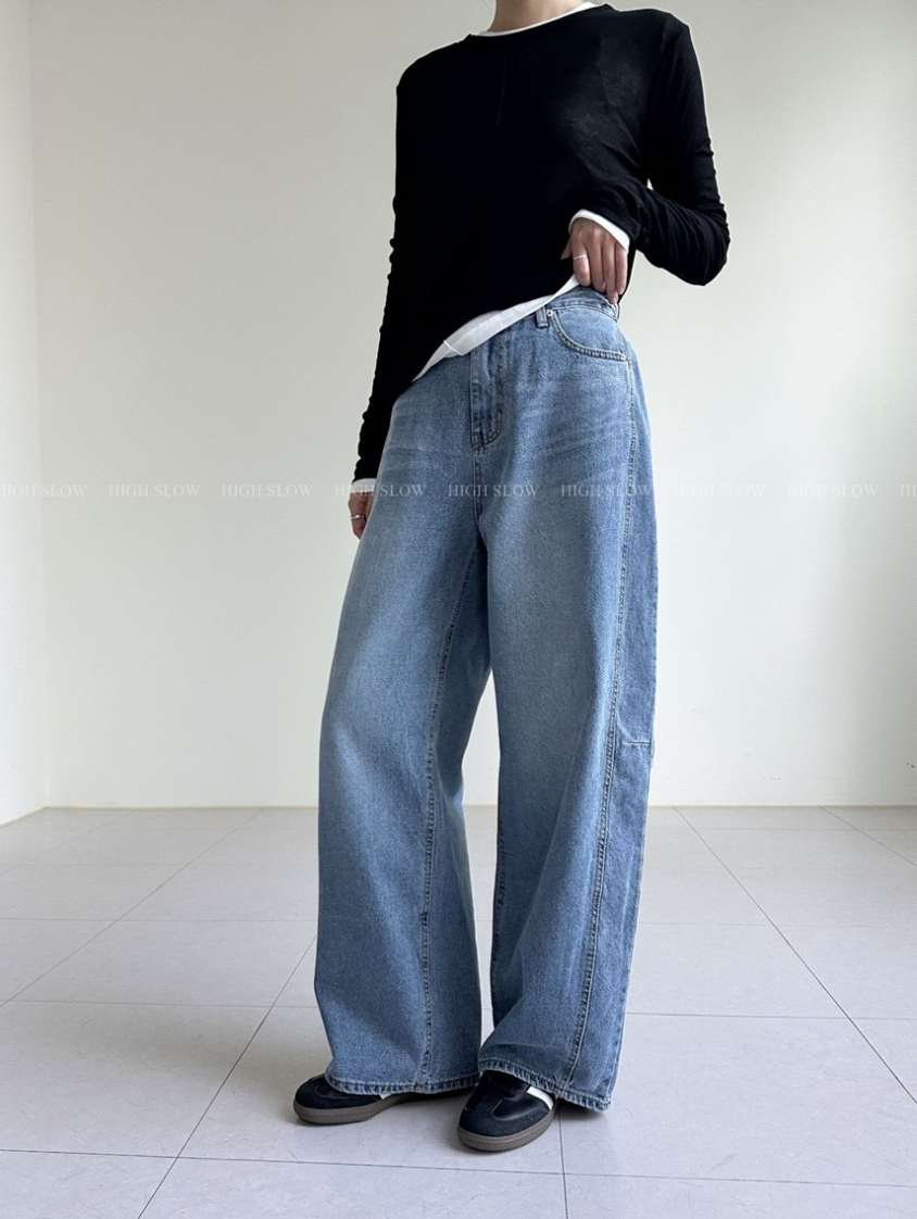 [32까지가능][3주예상]🔥 👖인생 데님 찾으셨나요? 드디어 발견한 페르헤 옆절개선 다트 와이드 데님 팬츠 Best-Selling Side Dart Wide Denim Jeans
