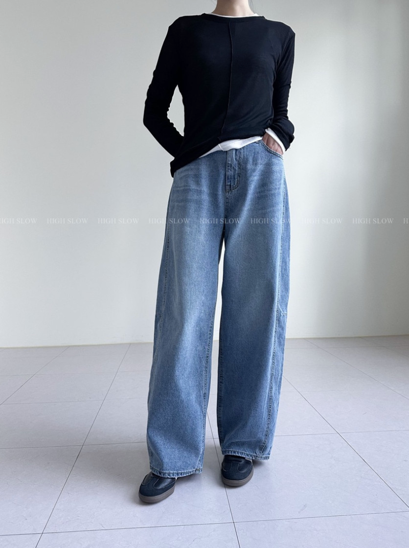 [32까지가능][3주예상]🔥 👖인생 데님 찾으셨나요? 드디어 발견한 페르헤 옆절개선 다트 와이드 데님 팬츠 Best-Selling Side Dart Wide Denim Jeans