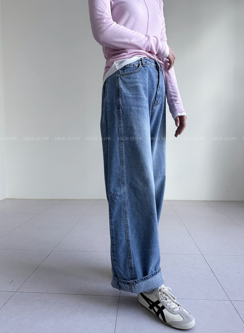 [32까지가능][3주예상]🔥 👖인생 데님 찾으셨나요? 드디어 발견한 페르헤 옆절개선 다트 와이드 데님 팬츠 Best-Selling Side Dart Wide Denim Jeans