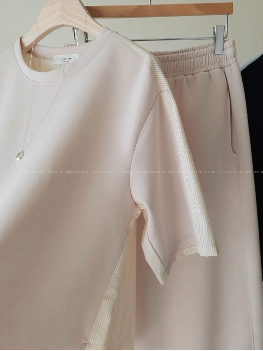 🌸 토리 배색 백포인트 스커트 세트 우아한 투피스 셋업 밴딩 스커트 세트 Tori Contrast Back Detail Skirt Set