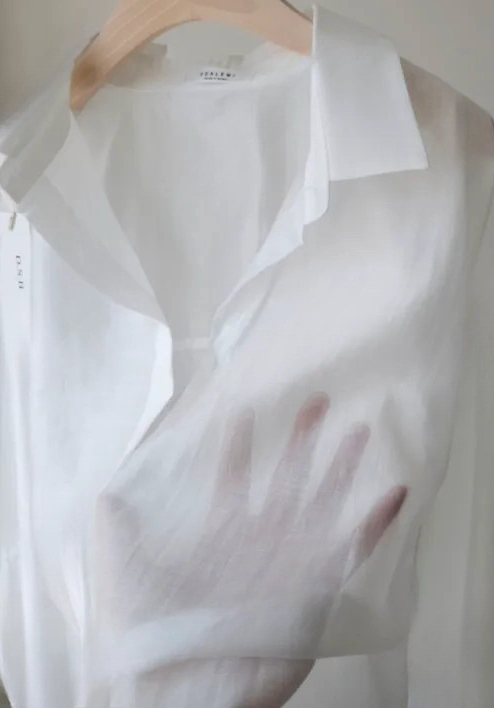 [77까지][3주예상][품절대란]✨ 국내생산 프리미엄 벌룬 시스루 텐셀 셔츠 블라우스 여름 아우터 체형커버 루즈핏 셔츠 Premium Balloon Sheer Tencel Shirt Blouse