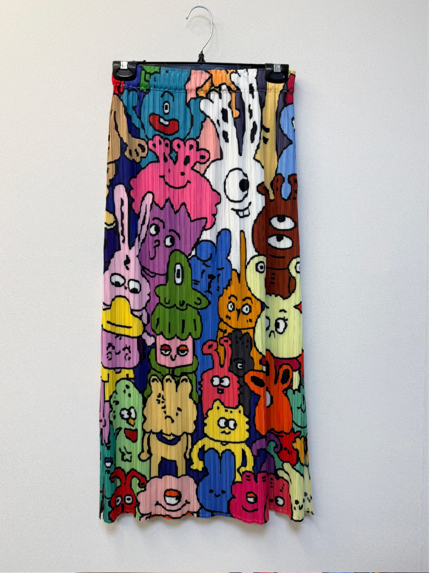 🧸하나만 입어도 스타일 완성! 유니크 팝아트 플리츠 롱스커트 Unique Pop Art Pleated Long Skirt